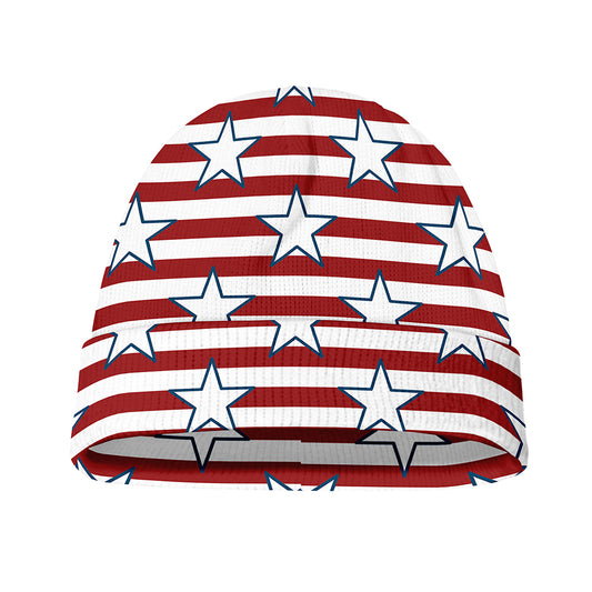 Red Striped USA Star Pattern Print Beanie