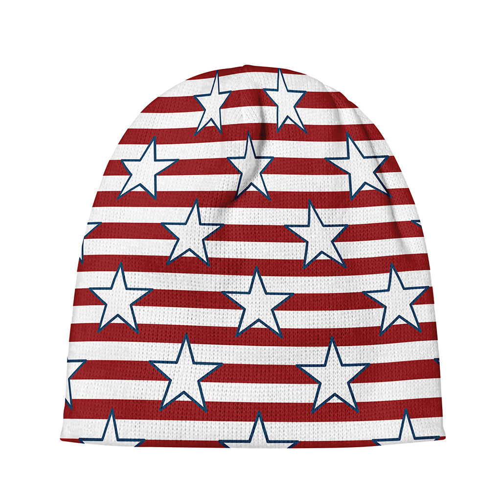Red Striped USA Star Pattern Print Beanie