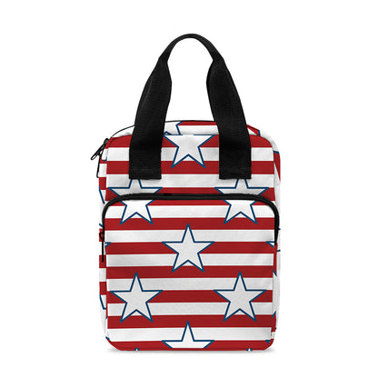 Red Striped USA Star Pattern Print Bible Tote Bag