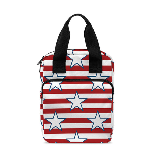 Red Striped USA Star Pattern Print Bible Tote Bag