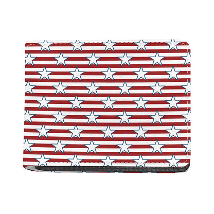Red Striped USA Star Pattern Print Bifold Wallet
