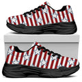Red Striped USA Star Pattern Print Black Chunky Shoes