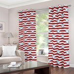 Red Striped USA Star Pattern Print Blackout Grommet Curtains