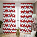 Red Striped USA Star Pattern Print Blackout Pencil Pleat Curtains