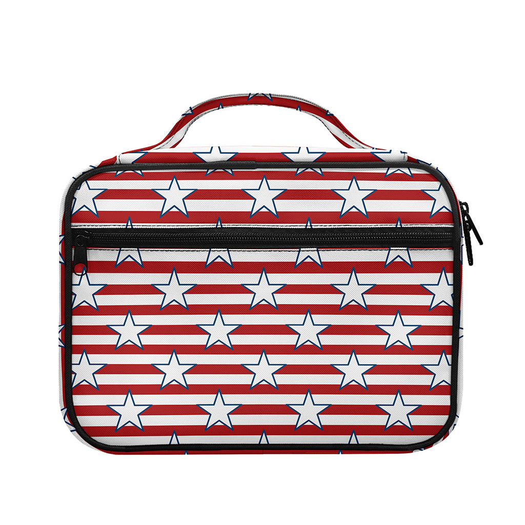 Red Striped USA Star Pattern Print Briefcase Bible Bag