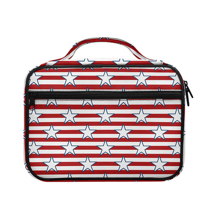 Red Striped USA Star Pattern Print Briefcase Bible Bag