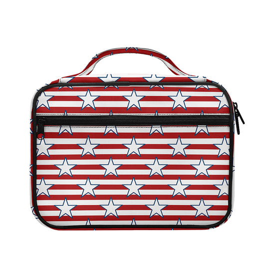Red Striped USA Star Pattern Print Briefcase Bible Bag
