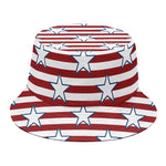 Red Striped USA Star Pattern Print Bucket Hat