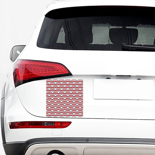 Red Striped USA Star Pattern Print Car Sticker