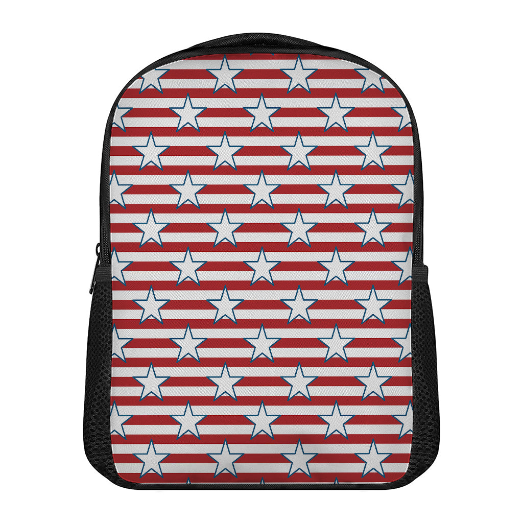 Red Striped USA Star Pattern Print Casual Backpack