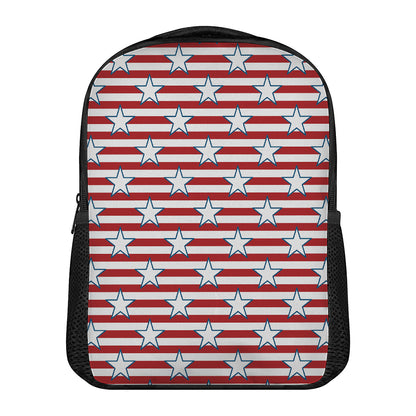 Red Striped USA Star Pattern Print Casual Backpack