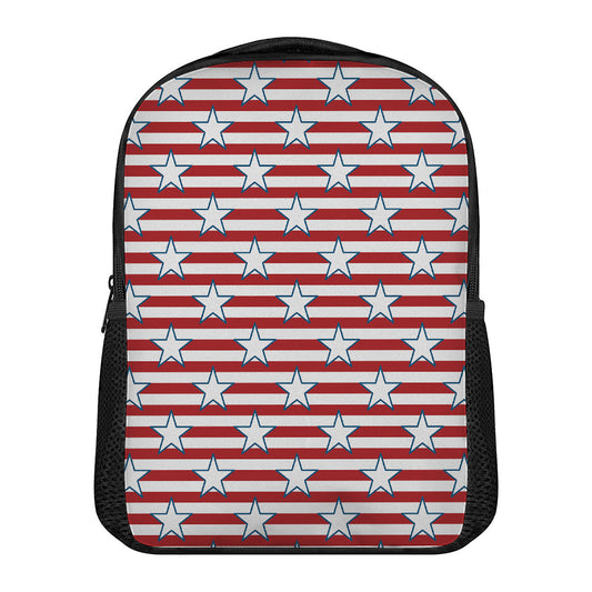 Red Striped USA Star Pattern Print Casual Backpack