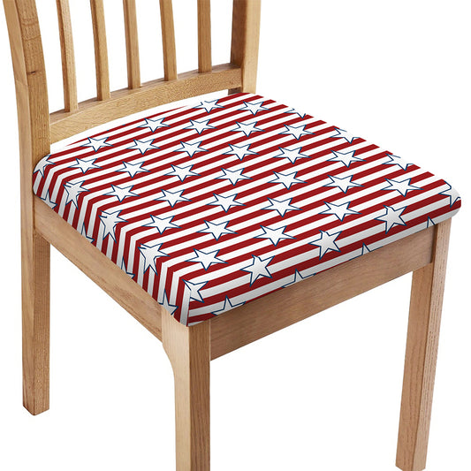 Red Striped USA Star Pattern Print Chair Cushion Cover