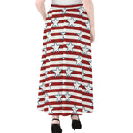 Red Striped USA Star Pattern Print Chiffon Maxi Skirt