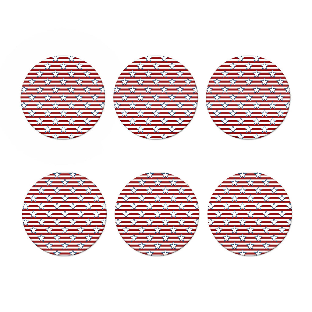 Red Striped USA Star Pattern Print Coaster Set