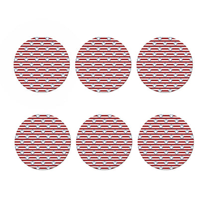 Red Striped USA Star Pattern Print Coaster Set