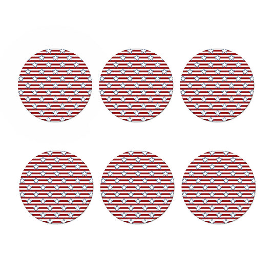 Red Striped USA Star Pattern Print Coaster Set