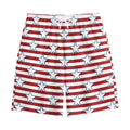 Red Striped USA Star Pattern Print Cotton Shorts