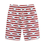 Red Striped USA Star Pattern Print Cotton Shorts