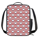 Red Striped USA Star Pattern Print Crossbody Lunch Bag