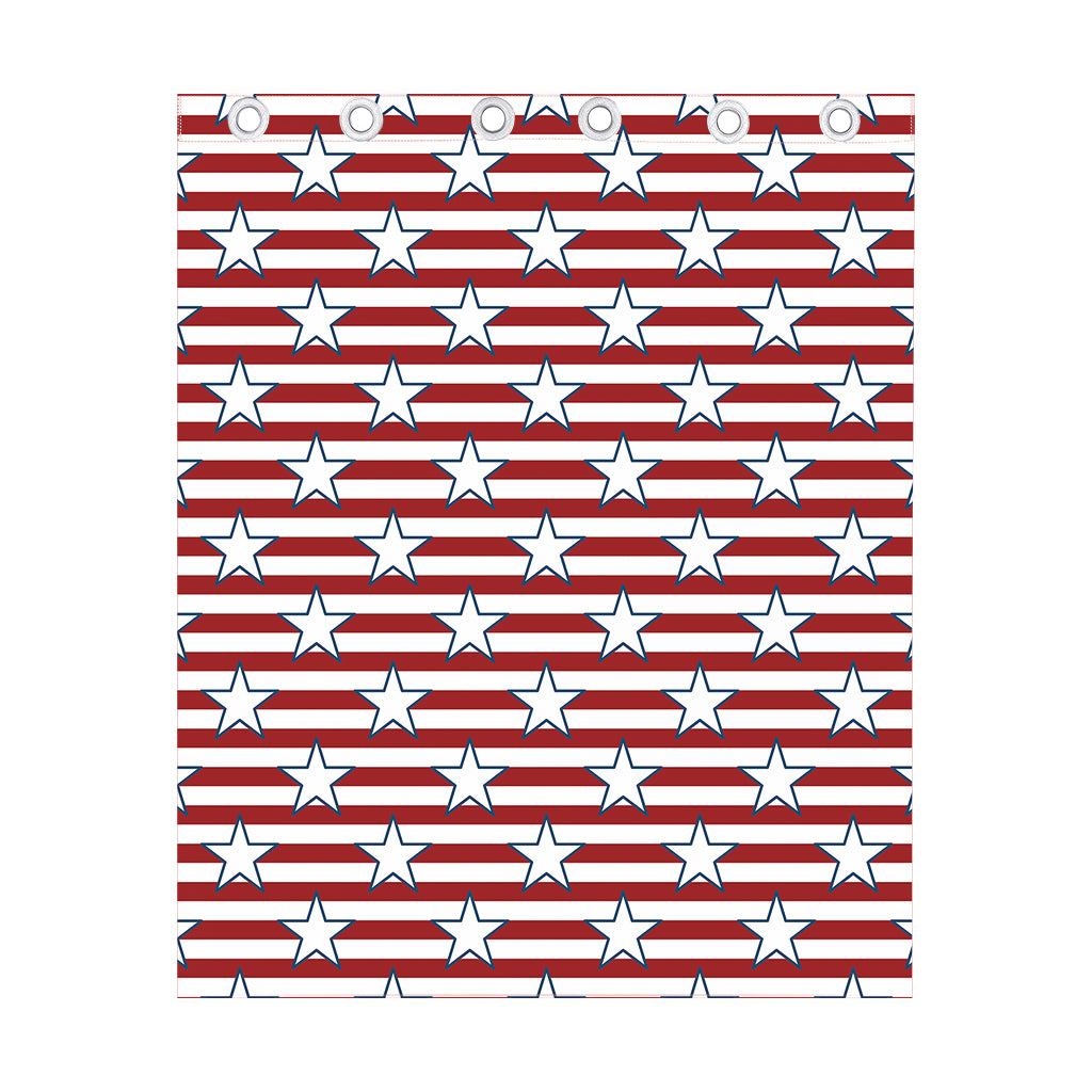 Red Striped USA Star Pattern Print Curtain