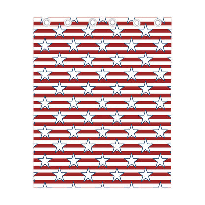 Red Striped USA Star Pattern Print Curtain