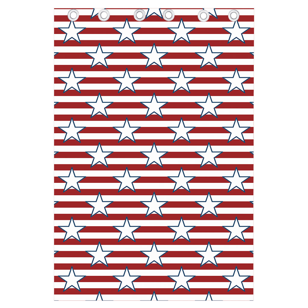 Red Striped USA Star Pattern Print Curtain