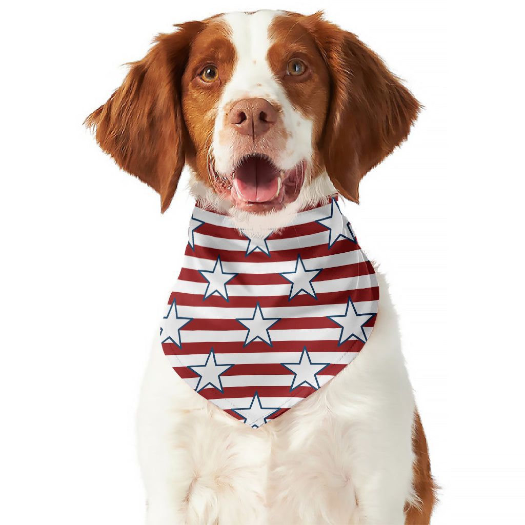 Red Striped USA Star Pattern Print Dog Bandana