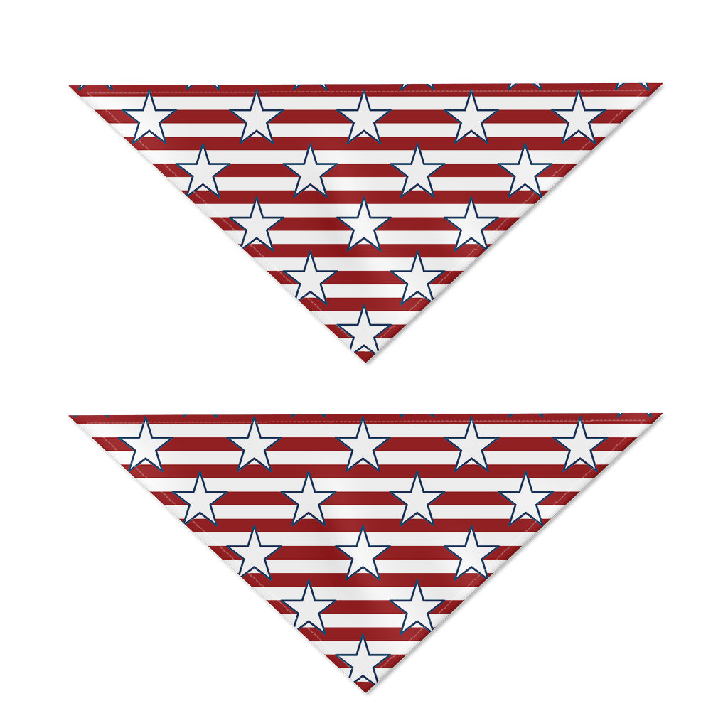 Red Striped USA Star Pattern Print Dog Bandana