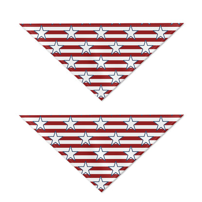 Red Striped USA Star Pattern Print Dog Bandana