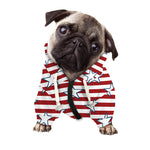 Red Striped USA Star Pattern Print Dog Zip Up Hoodie