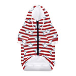 Red Striped USA Star Pattern Print Dog Zip Up Hoodie