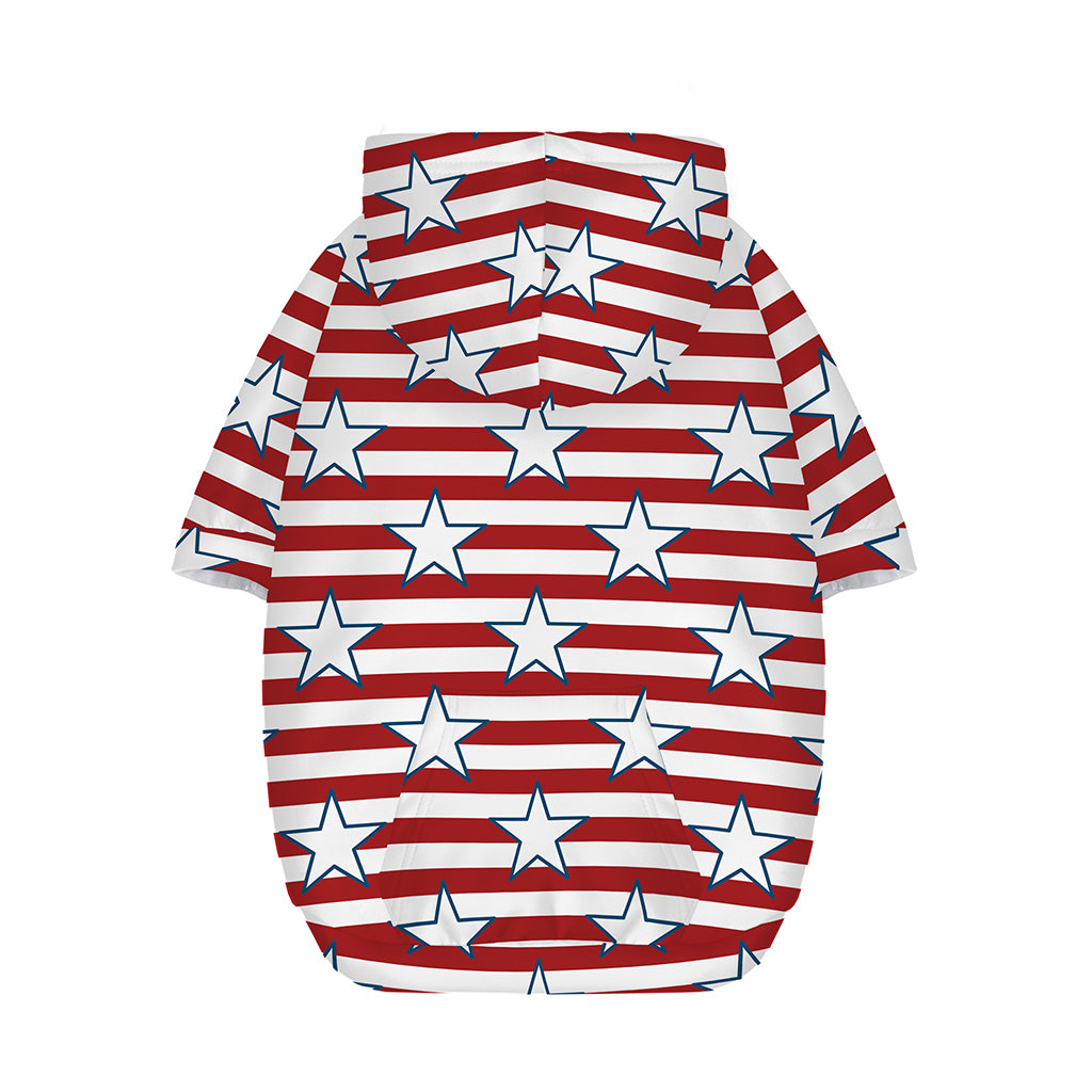 Red Striped USA Star Pattern Print Dog Zip Up Hoodie