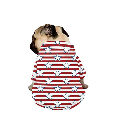 Red Striped USA Star Pattern Print Dog Zip Up Jacket