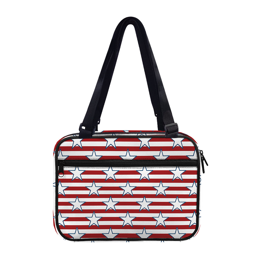 Red Striped USA Star Pattern Print Double Strap Bible Bag