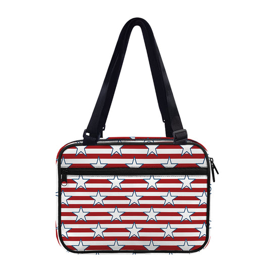 Red Striped USA Star Pattern Print Double Strap Bible Bag