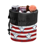 Red Striped USA Star Pattern Print Drawstring Makeup Bag