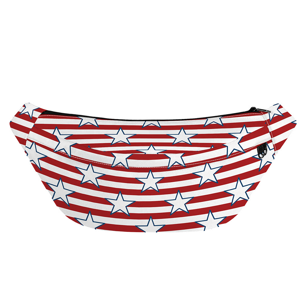 Red Striped USA Star Pattern Print Fanny Pack