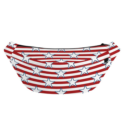 Red Striped USA Star Pattern Print Fanny Pack