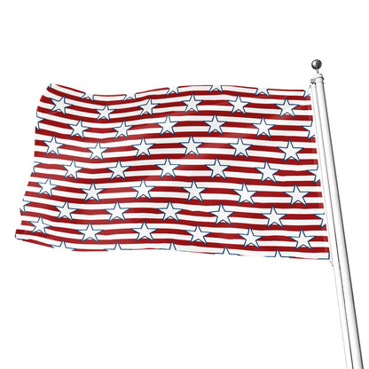 Red Striped USA Star Pattern Print Flag
