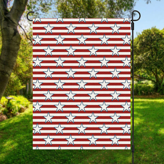 Red Striped USA Star Pattern Print Garden Flag