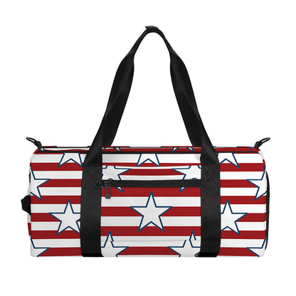 Red Striped USA Star Pattern Print Gym Bag