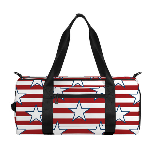 Red Striped USA Star Pattern Print Gym Bag