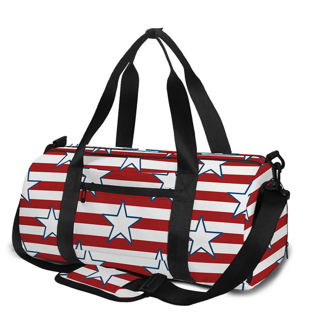 Red Striped USA Star Pattern Print Gym Bag