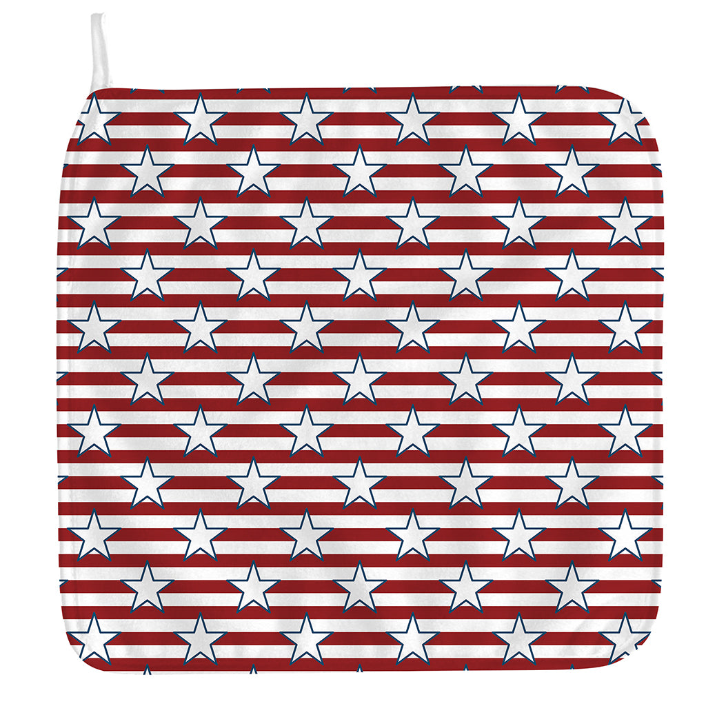 Red Striped USA Star Pattern Print Hand Towel