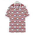 Red Striped USA Star Pattern Print Hawaiian Shirt
