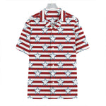 Red Striped USA Star Pattern Print Hawaiian Shirt