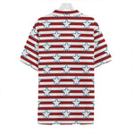 Red Striped USA Star Pattern Print Hawaiian Shirt