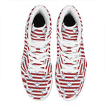 Red Striped USA Star Pattern Print High Top Leather Sneakers