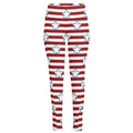 Red Striped USA Star Pattern Print High-Waisted Pocket Leggings
